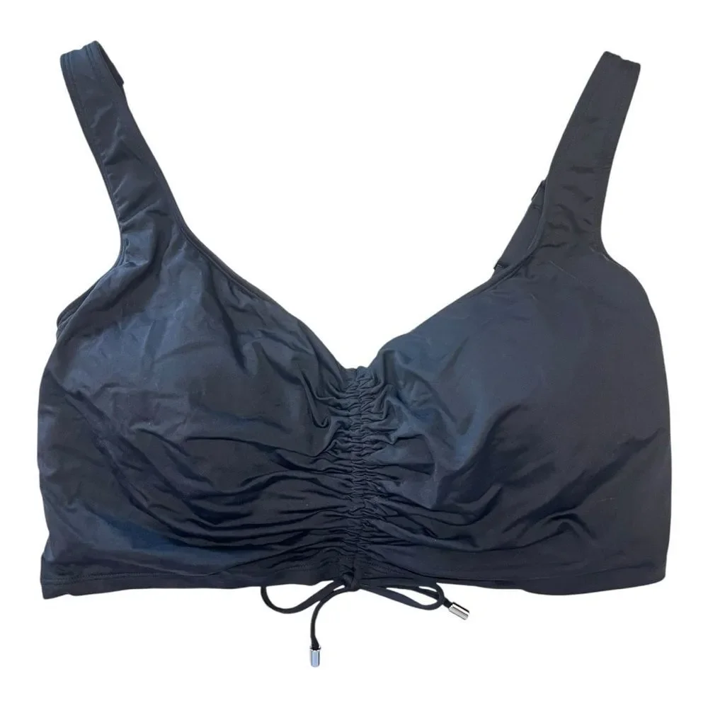 Coco Reef Elevate Bra Sized Shirred Front Underwire Bikini Top Modest Black Swim